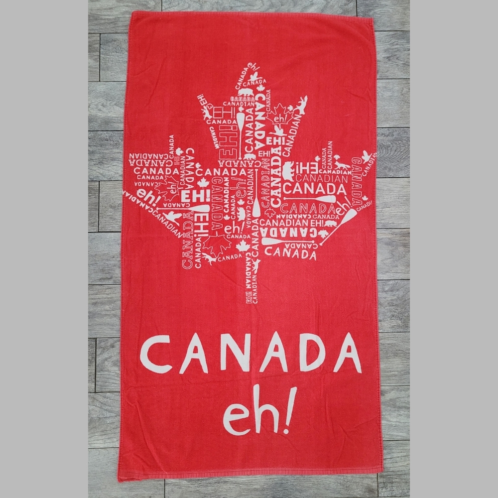 Vintage Canada Eh! Maple Leaf Beach Bath Towel